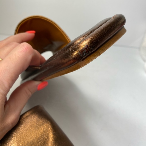 Robert clergerie ezya leather flat sandals metallic brown 36.5 - Picture 9 of 11